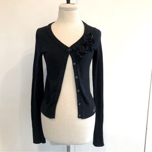 Hollister Blue Buttoned Sweater with Flower Detail Size S